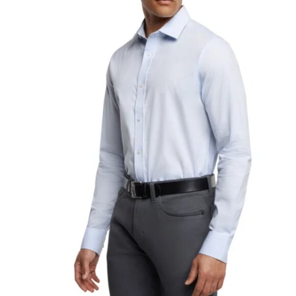 Banana Republic Men's Stretch Poplin Dress Shirt Slim Fit Plaid Blue Size XL - Picture 3 of 8